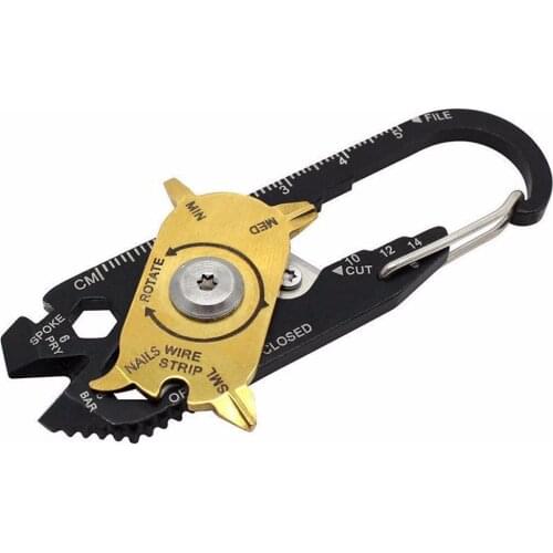 Screwdriver Wrench Wire Stripper Rotating Tool Mini 20 In 1 Multi-tools Metal Black Stainless Pocket Tool Useful Keychain