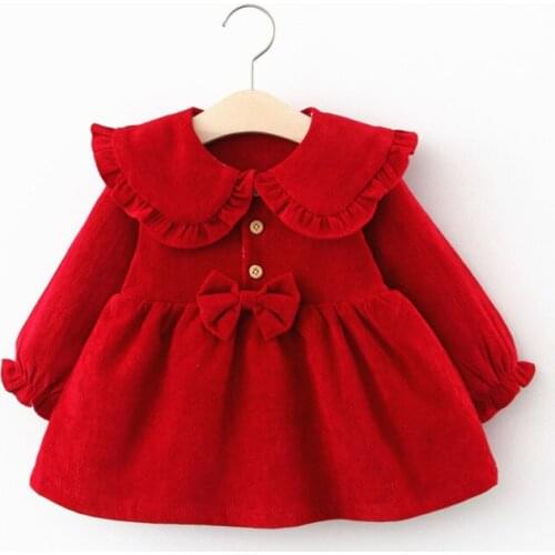 Casual Children Girl Dress Spring Kids Girls Long Sleeve Solid Color Princess Dress Fashion Clothes For 1-4Y