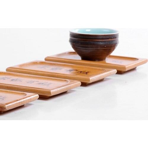 Elegant 6pcs Bamboo Tea Coffee Cup Mat Creative Mug Coaster Heat Resistant Placemat Holder Pad,teaware drinkware ceremony