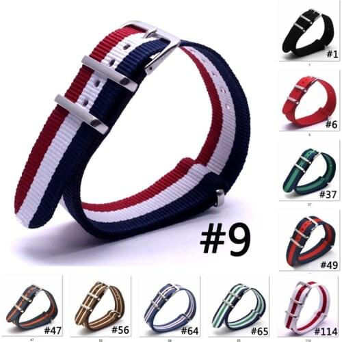 16mm 18mm 20mm 22mm Nato Army Sports Fabric Nylon Watchband Accessories Banding Belt Buckles Replace DW Wristband
