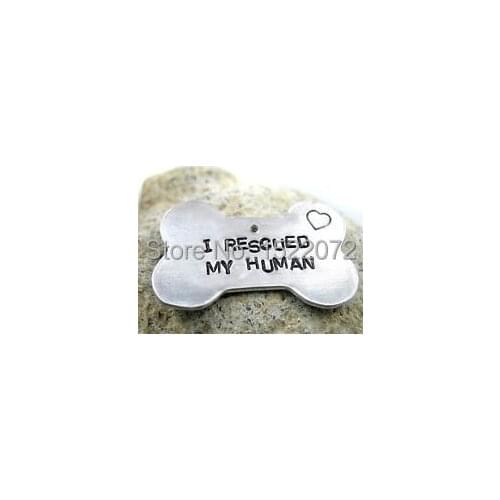 The most popular Hand Stamped Dog Tag - I Rescued My Human best-selling cheap pet id tags FH890160