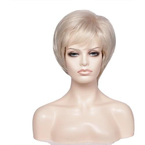 AMIR HAIR Synthetic Short Blonde Bob Wig For White Women Puffy Straight Cosplay Wig
