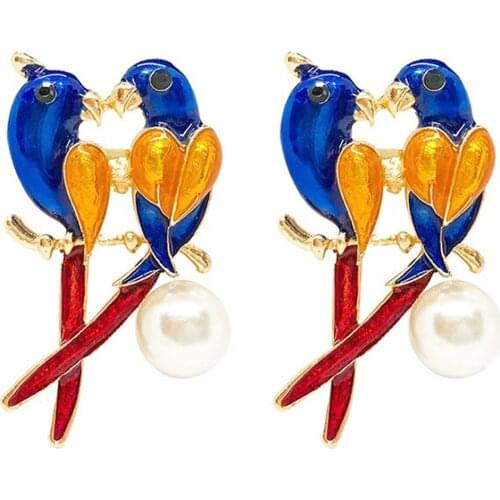 Blue fashion cool parrot rhinestone brooch