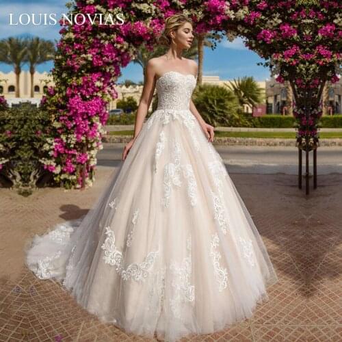 Louis Novias A-Line Wedding Dress High-end Strapless Exquisite Embroidery Strapless Floor-Length Satin Chiffon Wedding Gowns