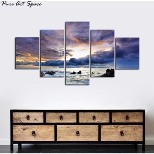 Awesome Sea and Cloud Seascape Canvas Prints 5pcs Wall Art Canvas Painting Printed Landscape Wall Papers Home Decor Living Room