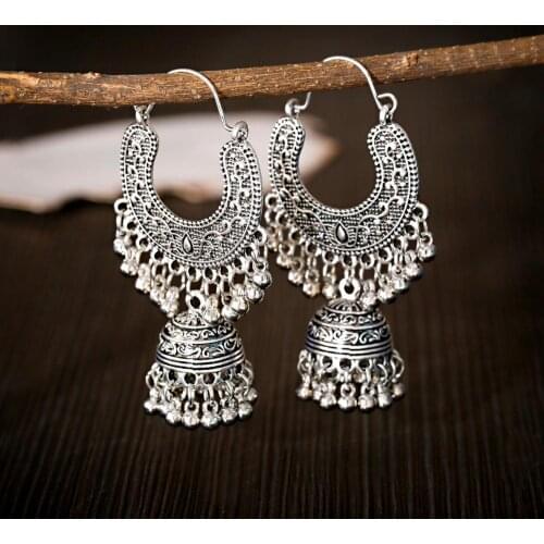 Vintage Bohemian Style Fashion Earrings Alloy Geometric Pattern Pearl Tassel Birdcage Shape Earrings 2020 Jewelry Gifts