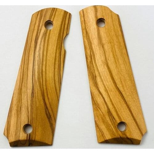 Non-slip DIY Custom Handle Patches Materials 1 Pair Full Size Olive Wood Hand Grip Blanks Scales Slabs For P4 ZY 1911 Models