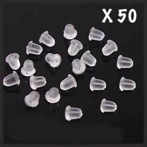 100 bell shaped silicone earring back stoppers earnut rubber back( 50 pairs)