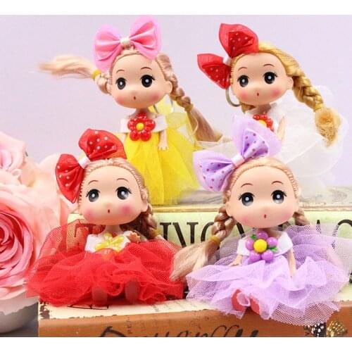 12CM Dolls Toys For Girls Bag Bouquet Decoration Pendan Surprise Rapunzel Silicone Baby Doll Toys For Children Kids Gift New S25