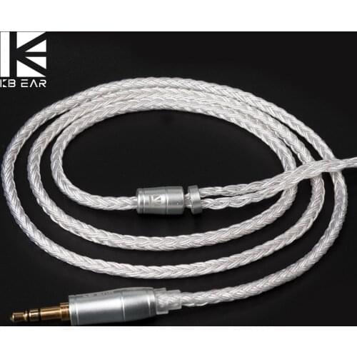 KBEAR 16 core silver cable With 2.5/3.5/4.4 Earphone Cable For C10 ZS10 Blon bl-03 zsx ba5