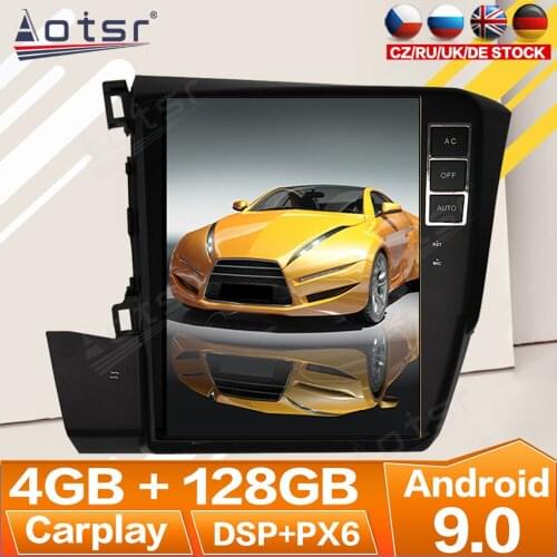4+128G For Honda Civic 2012 2013 2014 2015 Android Radio Multimedia Car Cassette Recorder Stereo Player Tesla GPS Navi Head Unit