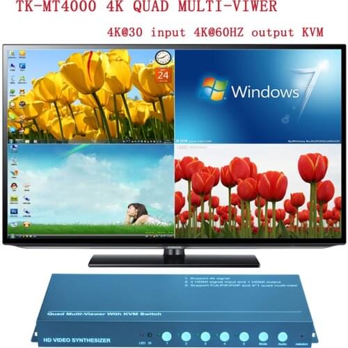 4K@60HZ HDMI quad multi-viewer with KVM switcher and audio switcher ,resolution up to 3840x2160@60hz