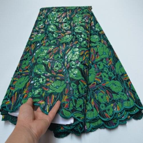 5yards/pc) high grade handcut African organza lace fabric with very beautiful sequins embroidery newest design for party OP154