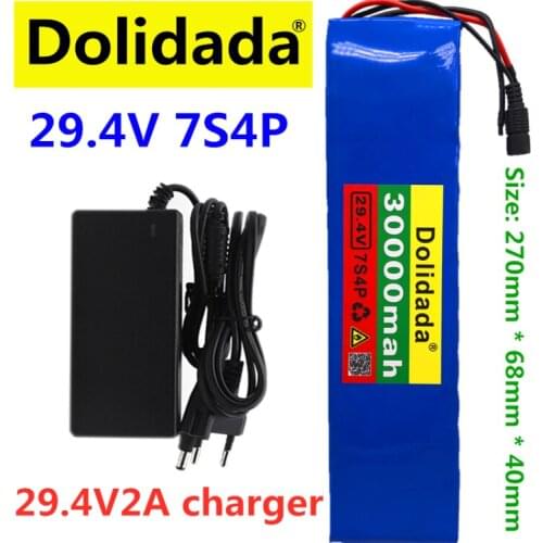 7S4P 24V 28ah 29.4V FOR Lithium-ion battery pack Built-in BMS electric bike unicycle scooter wheelchair motor + charger