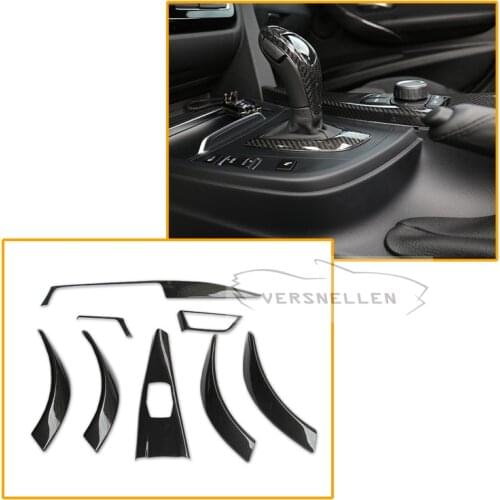 8 pcs For BMW F30 3 Ser GT 4 Ser F36 Carbon Fiber Interior Trim Only LHD Gloss Black Carbon Trim