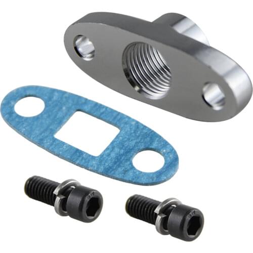 1 Pcs 1/2" NPT T3 T4 Female Turbo Oil Drain Outlet Flange Gasket Adapter Black/Silver