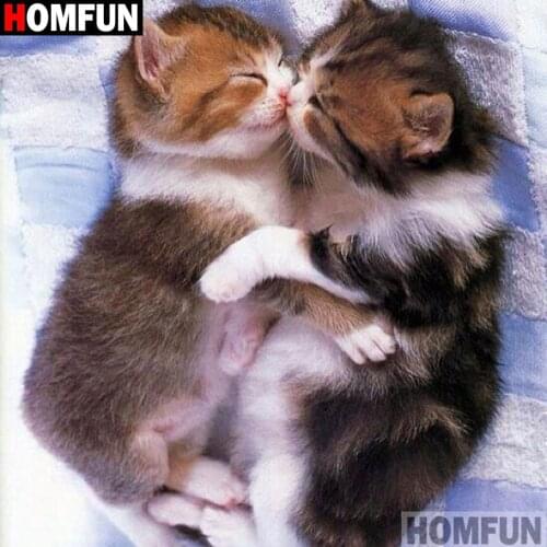 HOMFUN Full Square/Round Drill 5D DIY Diamond Painting "Cat" Embroidery Cross Stitch 5D Home Decor A16225