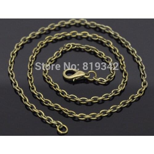 Free Shipping 24 Strands Bronze Plated Lobster Clasp Link Chain Necklaces 18" Findings