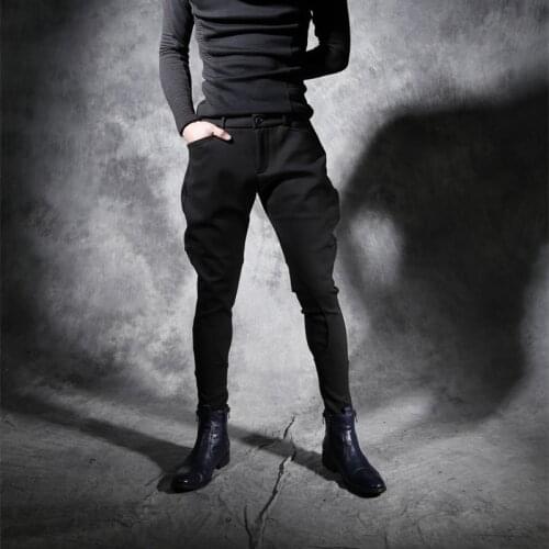 Mens Pants Stretch Slim Feet Black Trousers Breeches Hair Stylist Pants Men Ropa De Hombre 2020 Men Clothes Streetwear