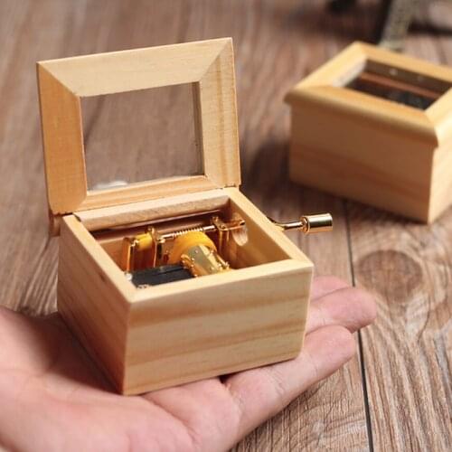 Wood Music Box Handcrank Free Engraving Hand Caixa De Musical Box Happy Birthday Classical Cranked Wooden Home Gifts Decor