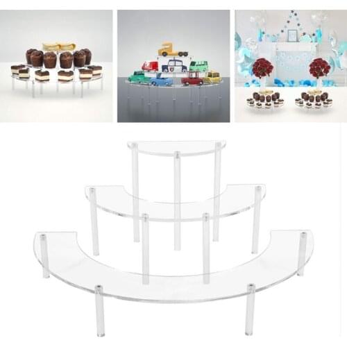 E8BD Transparent Removable Acrylic Cake Display Stand for Party Round Cupcake Holder Bakeware Wedding Birthday Party Decor