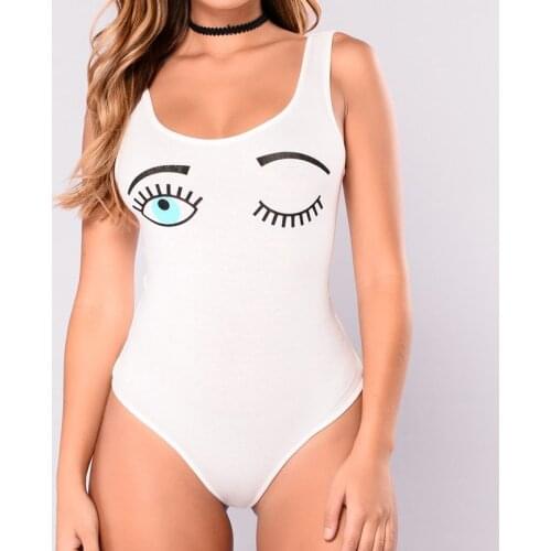 EIFER 2018 hot fashion women sexy letter print bodycon leotard bodysuit jumpsuit rompers