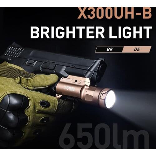 WADSN Airsoft X300UH-B X300 Pistol Tactical Weapon Scoutlight 650lumens White LED Hunting Flashlight Fit 20mm Picatinny Rail