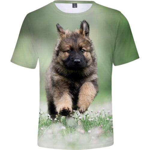 Cute Animal Dog Mens T-shirt Running Puppy Funny Kawaii Casual Mens O-neck Polyester T Shirt Harajuku Top tee