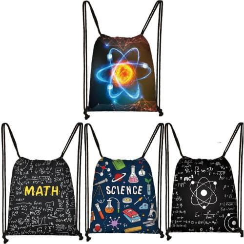 Interest Math Physics Formula Print Bundle Pocket Women Softback Mathematical Formula Girl Boy Storage Bag Fort Travel Bookbags