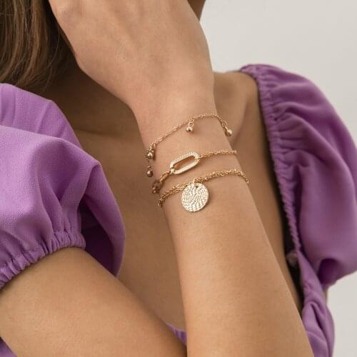 Creative Multi-layer Simple Suit Metal Bracelet Female Ins Personality Geometric Drop Ball Bracelet European and American Style