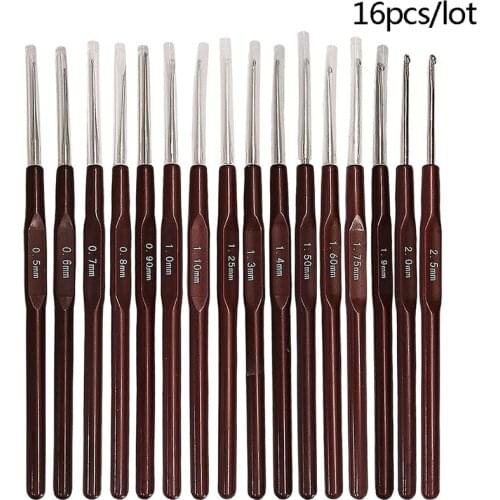 Hot Sales 16pcs Plastic Handle Crochet Hooks Handle Knitting Needles Set Crochetings and Knittings 0.5mm-2.5mm 16 Size DIY Craft