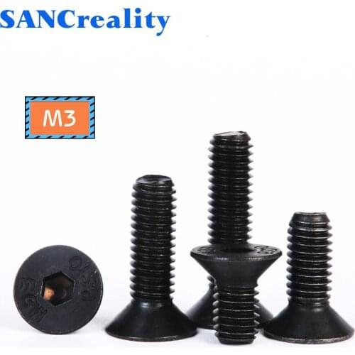 M2 M2.5 M3 M4 M5 M6 Alloy Steel Bolt DIY Hexagon Hex Socket Flat Head Countersunk Screw Black Furniture Screws