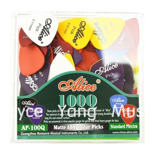 Lots of 100pcs Alice Matte ABS Acoustic Electric Guitar Picks Plectrums 6 Thickness With Original Box Free Shipping