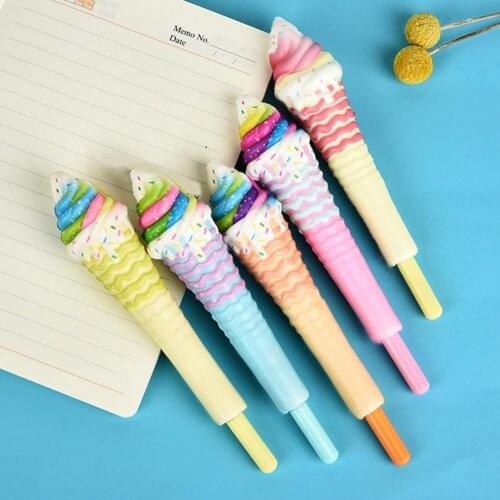 Cartoon Pen Eco-friendly Wear Resistant PP Ice Cream Shaped Gel Pen for School Students Creative Gifts