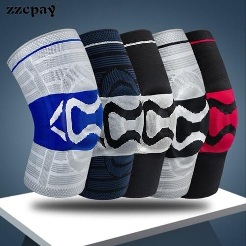 2020 New Gym Sport Running Knee Support Silicone Kneepad Spring Knee Brace Strap Patella Medial Protector Meniscus Protection