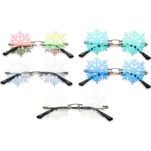Novelty Fun Snowflake Sunglasses Women Men Rimless Sunglasses Party Eyeglasses Multicolor 2021 New