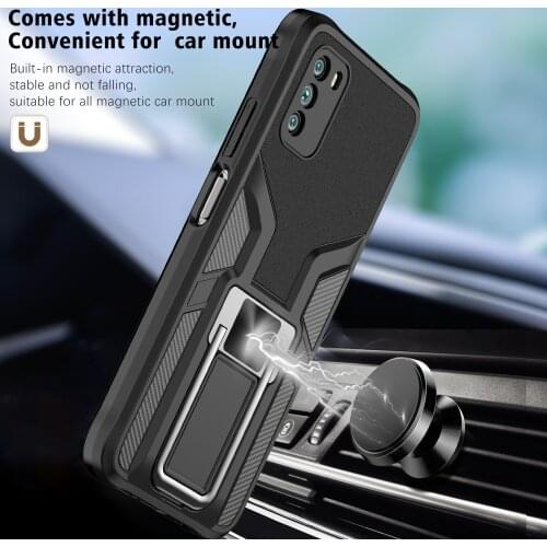 Rugged Magnetic Ring Stand Armor Shockproof Case For Xiaomi POCO M3 Redmi 9T 9 Power Hard PC Bumper Soft Silicone Back Cover