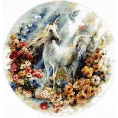 Drop Shipping Embroidery Unicorn Modern Cross Stitch Kits for Beginners with 100% Cotton Flosses & Free Shipping for Wall Decor