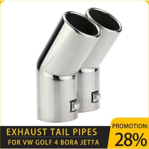 Car Tail Pipes Replacement Car Style Dual Pipe Stainless Steel Exhaust Tail Pipes Muffler Tips for VW Golf 4 Bora Jetta