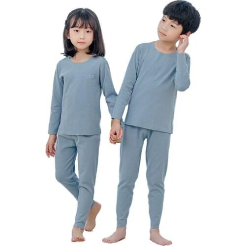 Children Sets Kids Thermal Underwear Solid Cotton O-Collar Childrens Warm Suit Clothes Baby Boys Girls Pajamas2021