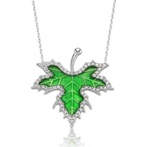 Tevuli 925 Sterling Silver Spring Sycamore Leaf Lady 'S Necklace