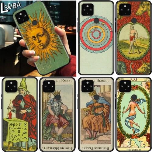 Tarot Cards Reading Shockproof Cover for Google Pixel 5 4 4A XL 5G Black Phone Case Shell Soft Fundas Coque Capa