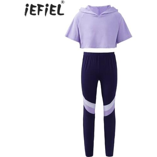 Kid Clothes Sets Hoodie Sweatshirt Shirt Top Crop Causal Jogger Leggings Pants for Girl Dancewear Workout Costume Jazz Wear