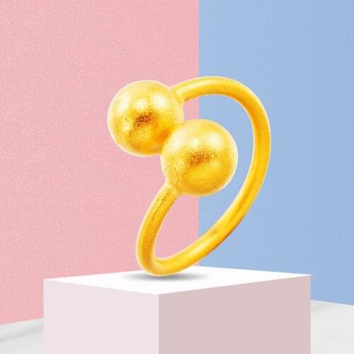 Rings for Women Double Ball Openning Rings 24K Gold Plated Women Rings Party Holiday Birthday Engagement Wedding Jewelry Gift