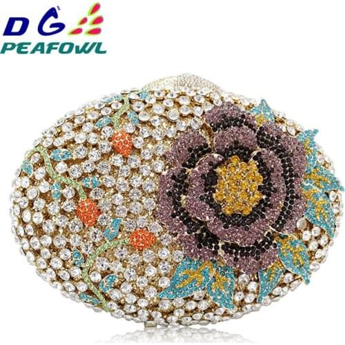 Floral Big Diamond Crystal Women Day Clutch For Mom Gift Flower Evening Bags Wedding Purse Luxury Clutches Diamond Party Bag