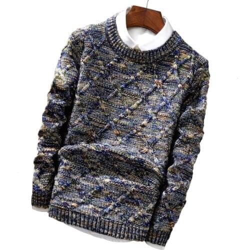 Winter Thick Sweater Fashion Mens Christmas Sweater Casual Slim Fit Male Clothing Long Sleeve Knitted Pullovers