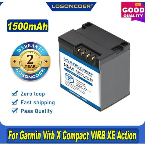 100% Original LOSONCOER 361-00080-00 010-12256-01 1500mAh Battery For Garmin Virb X Compact VIRB XE Action Camera