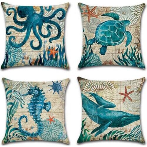 2pcs/set Ocean Series Blue Color Cushion Cover Bedroom Home Office Decorative Pillow Case Throw Pillowcase Home Textile