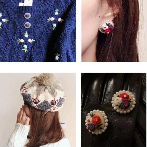 2Pcs/lot Retro Embroidered Floral buttons for Clothing Craft Needlework Botones Sewing DIY Women Coat Dress Sewing Accessories