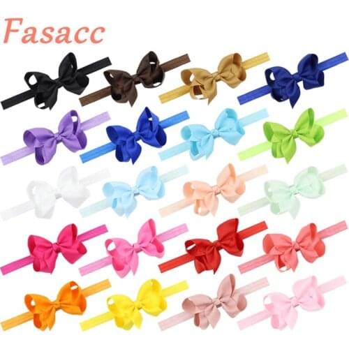 20pcs/ lot Elastic Bow headband for girls Satin Ribbon Bows Headband Hair Wrap Hairband Headwear Kids Hair Accessory A171
